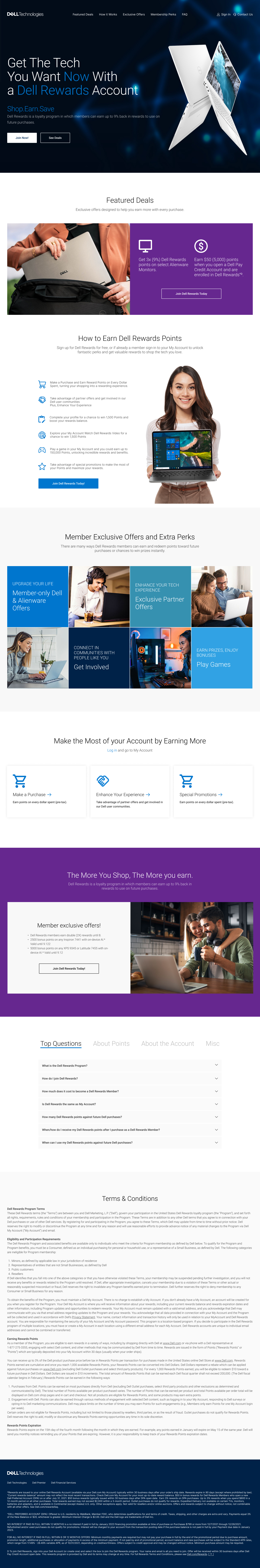Dell Rewards final high-fidelity desktop landing page