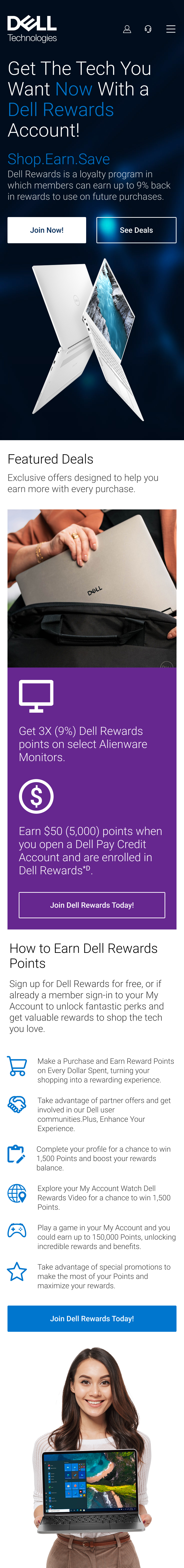 Dell Rewards mobile walkthrough screen 1