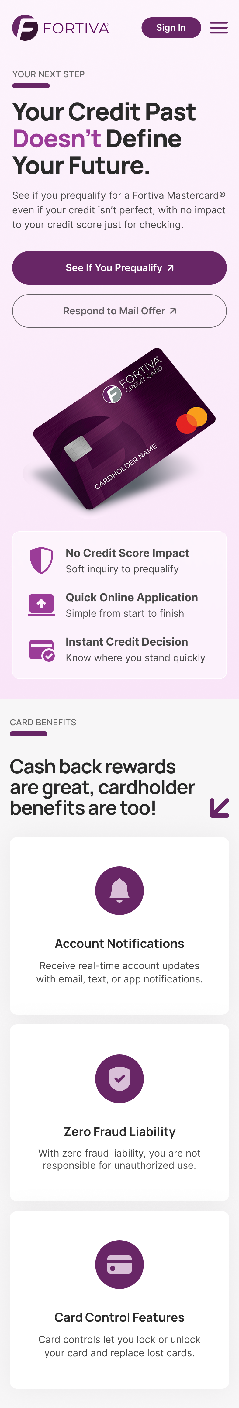 Fortiva mobile screen walkthrough 1