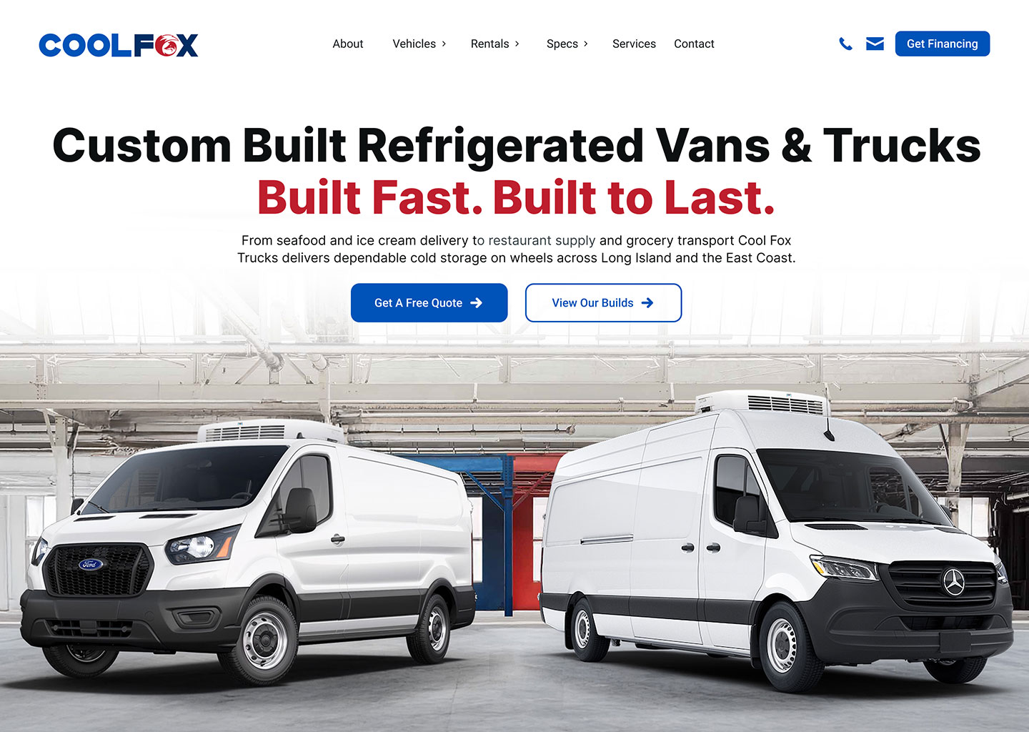 CoolFox Refrigerated Vehicles landing page preview