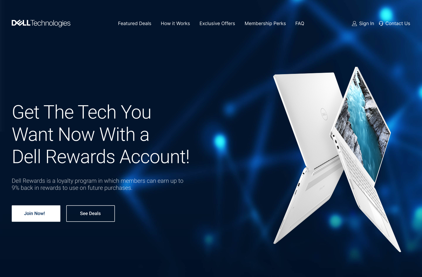 Dell Rewards landing page preview