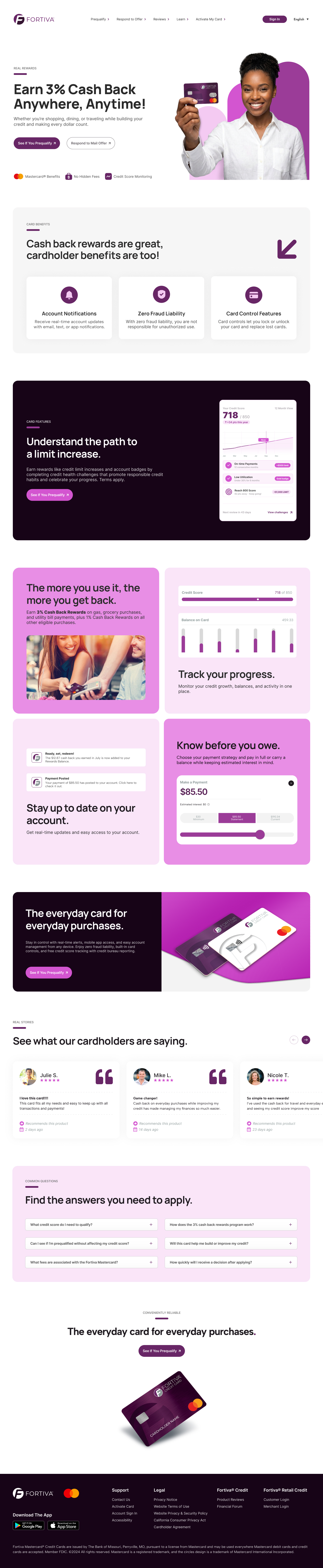 After redesign Fortiva desktop page