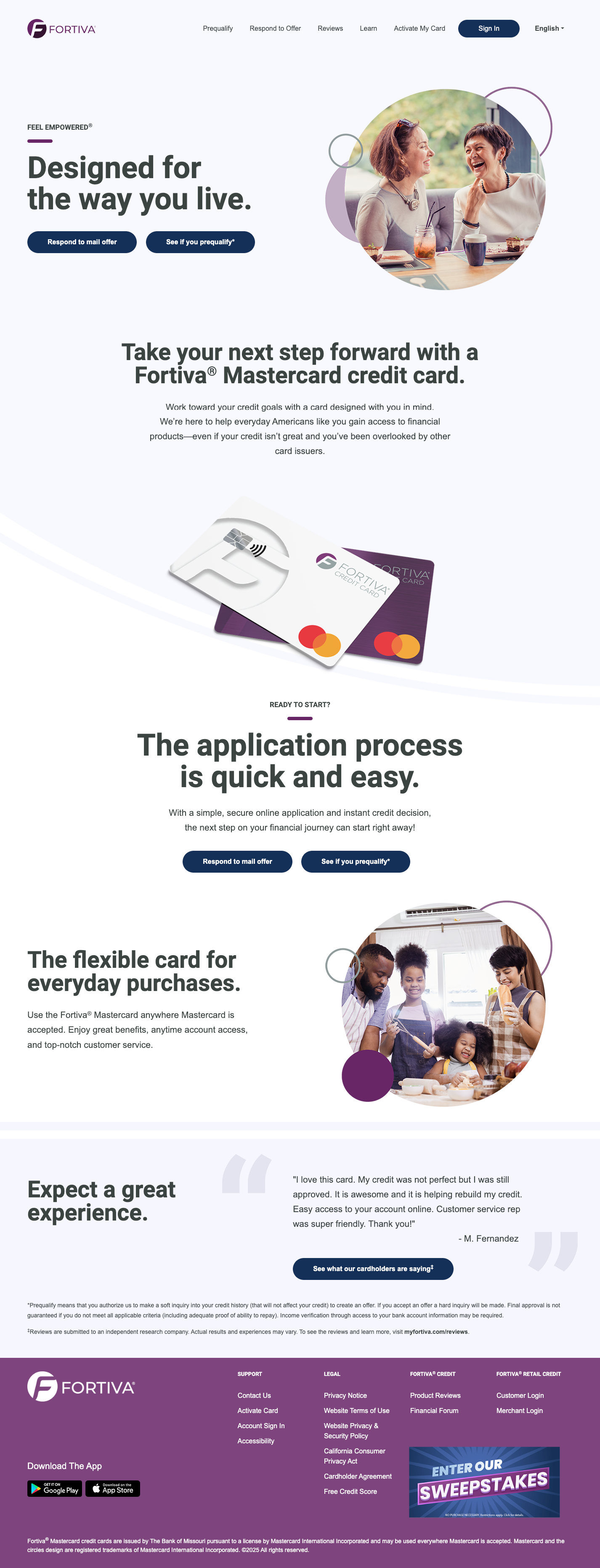 Before redesign Fortiva desktop page